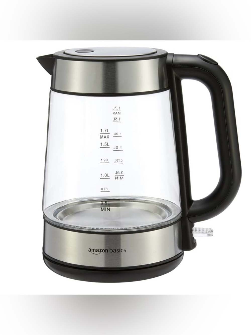 Amazon Basics Electric Kettle with Glass Carafe for Tea and Coffee